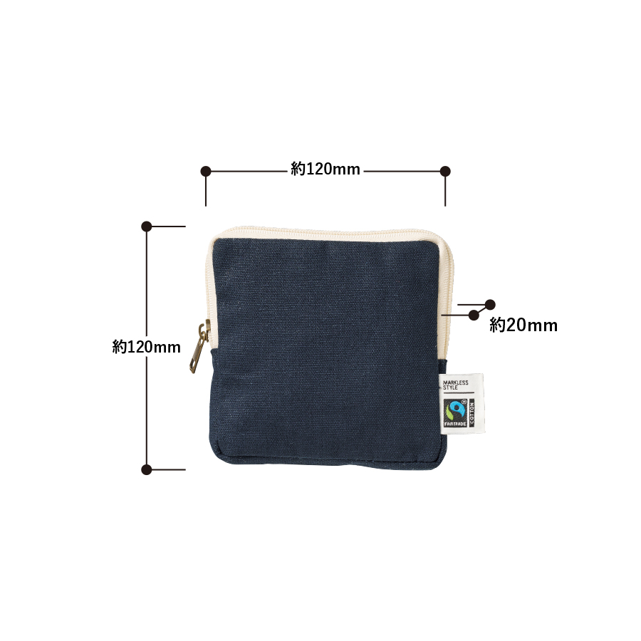 フェアトレードコットンスリムスクエアポーチ（S）