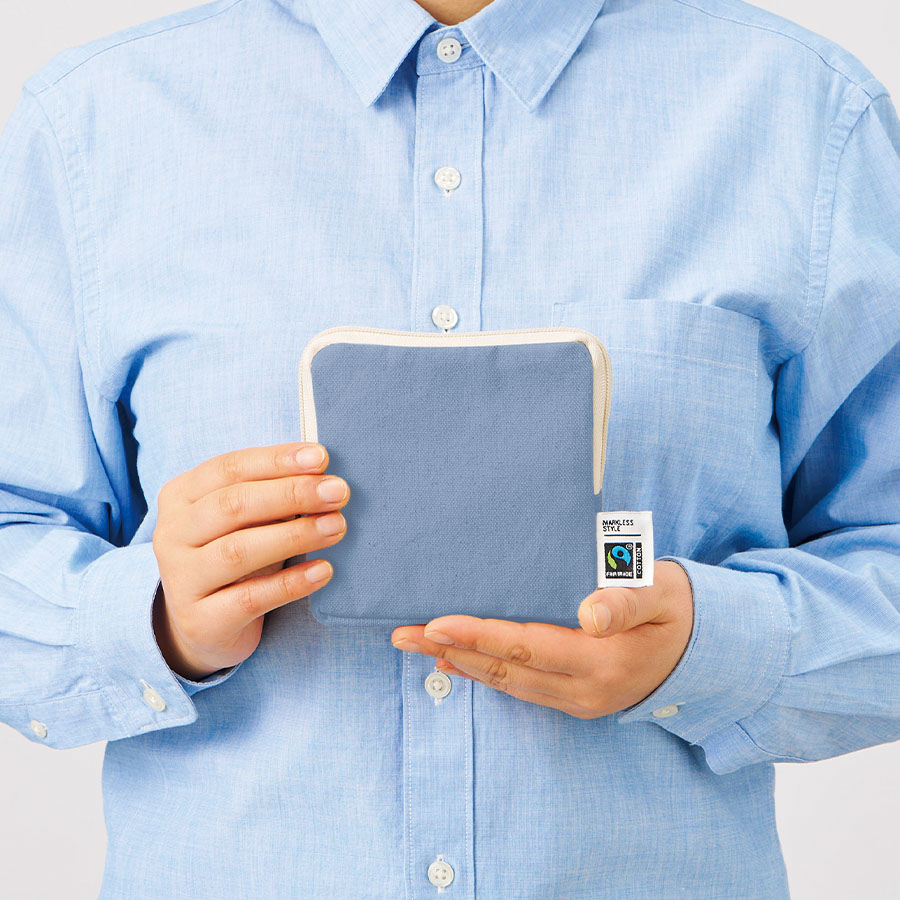 フェアトレードコットンスリムスクエアポーチ（S）