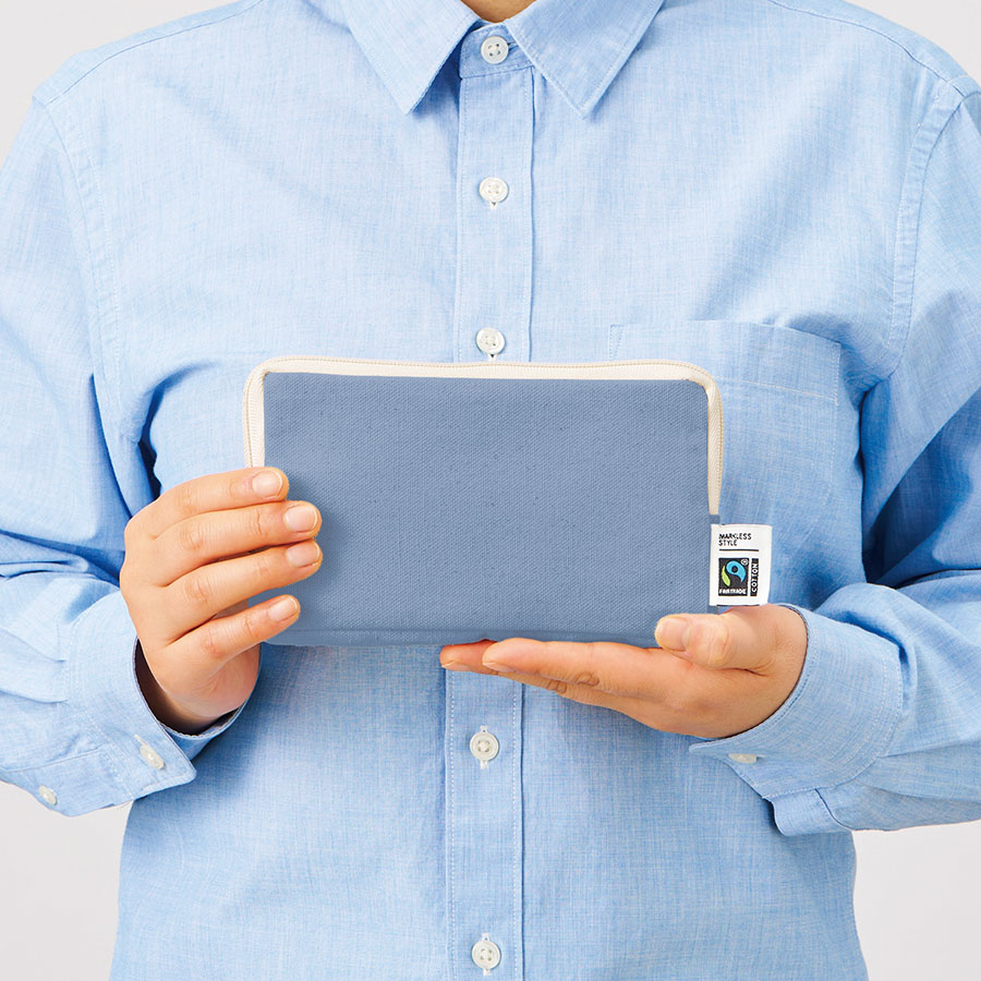 フェアトレードコットンスリムスクエアポーチ（M）