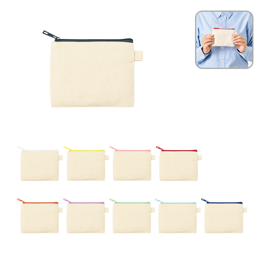 TP-0052カラーファスナーキャンバスフラットポーチ（SS）