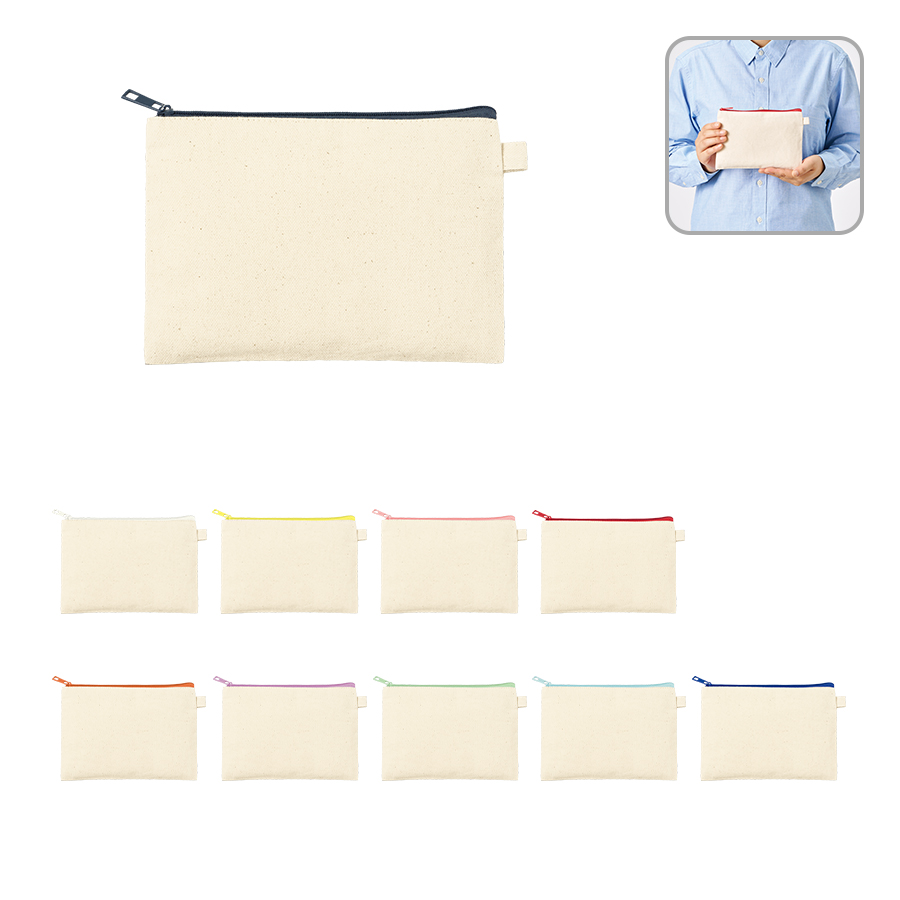 TP-0053カラーファスナーキャンバスフラットポーチ（S）