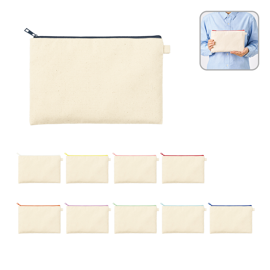 TP-0054カラーファスナーキャンバスフラットポーチ（M）