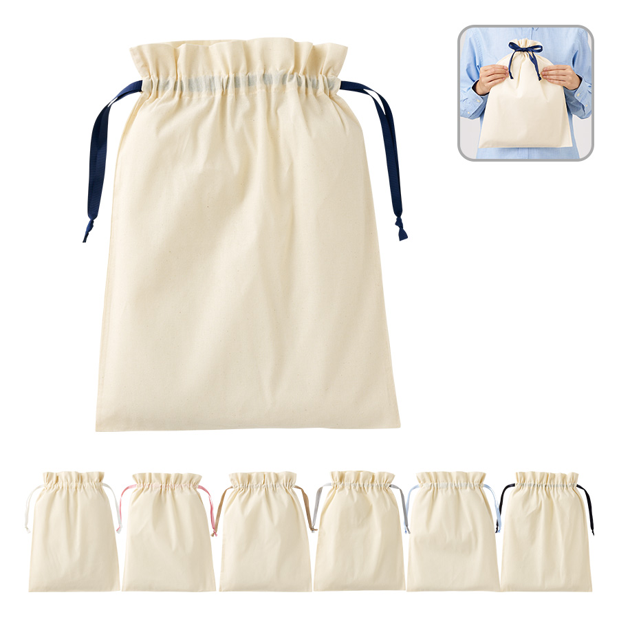 TP-0067コットンカラーリボン巾着（L）