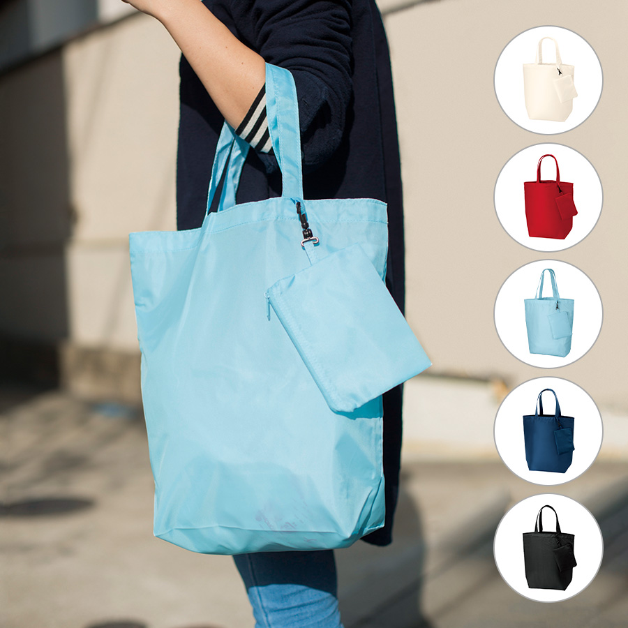 コンパクトバッグ ポーチ付（サイズ：M、L カラー：5色）