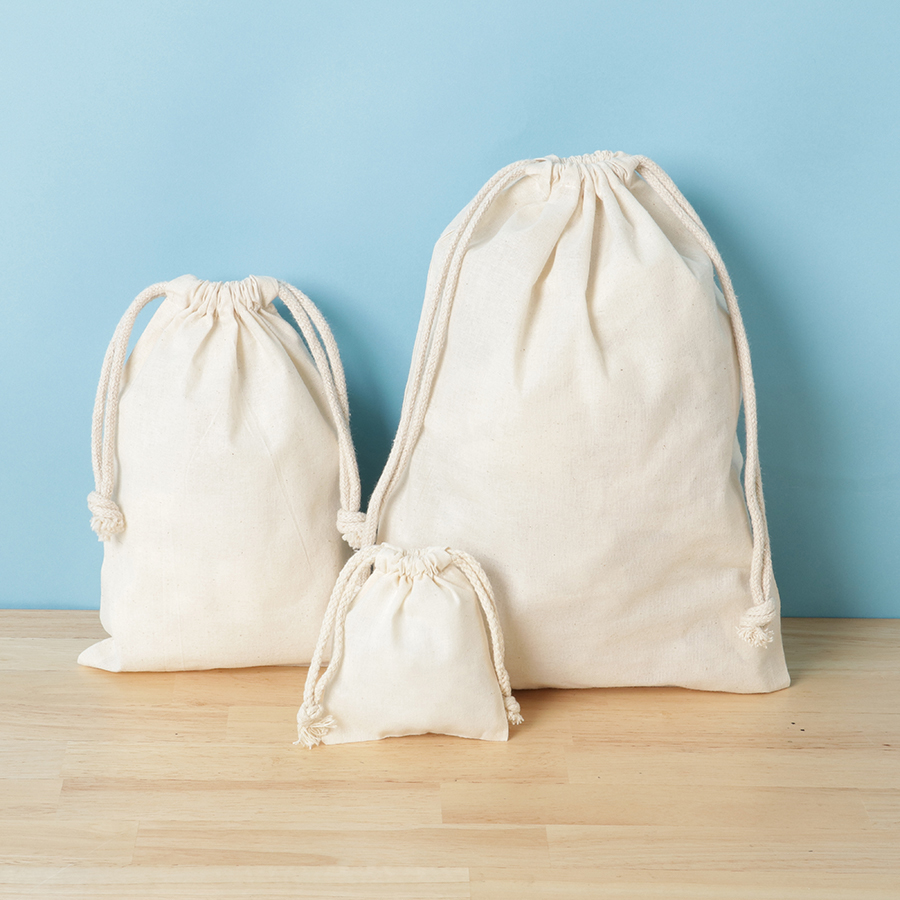 コットン巾着（M）　ナチュラル