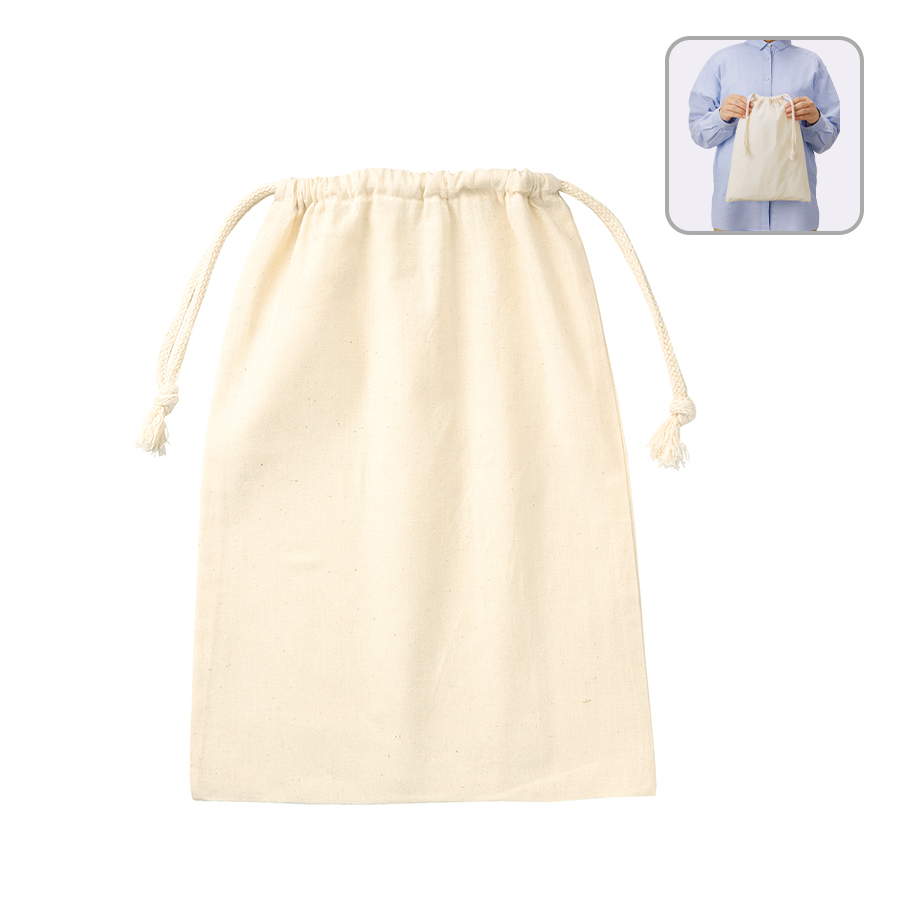 TR-0294-008コットン巾着（L）　ナチュラル