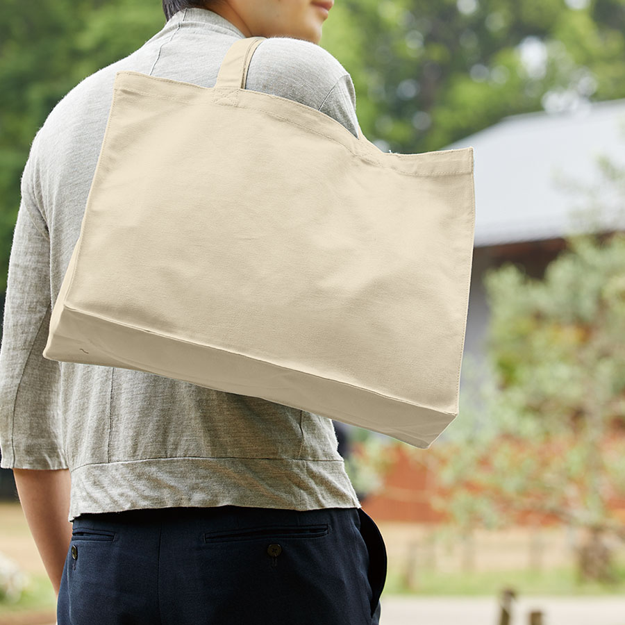 キャンバスカレッジトート（L）ワイド　ナチュラル