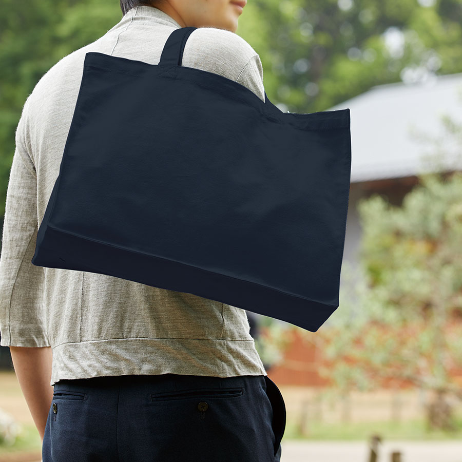 キャンバスカレッジトート（L）ワイド　ネイビー・ブラック
