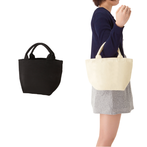 TR-0648-009厚手キャンバスパイプハンドルトート　ブラック