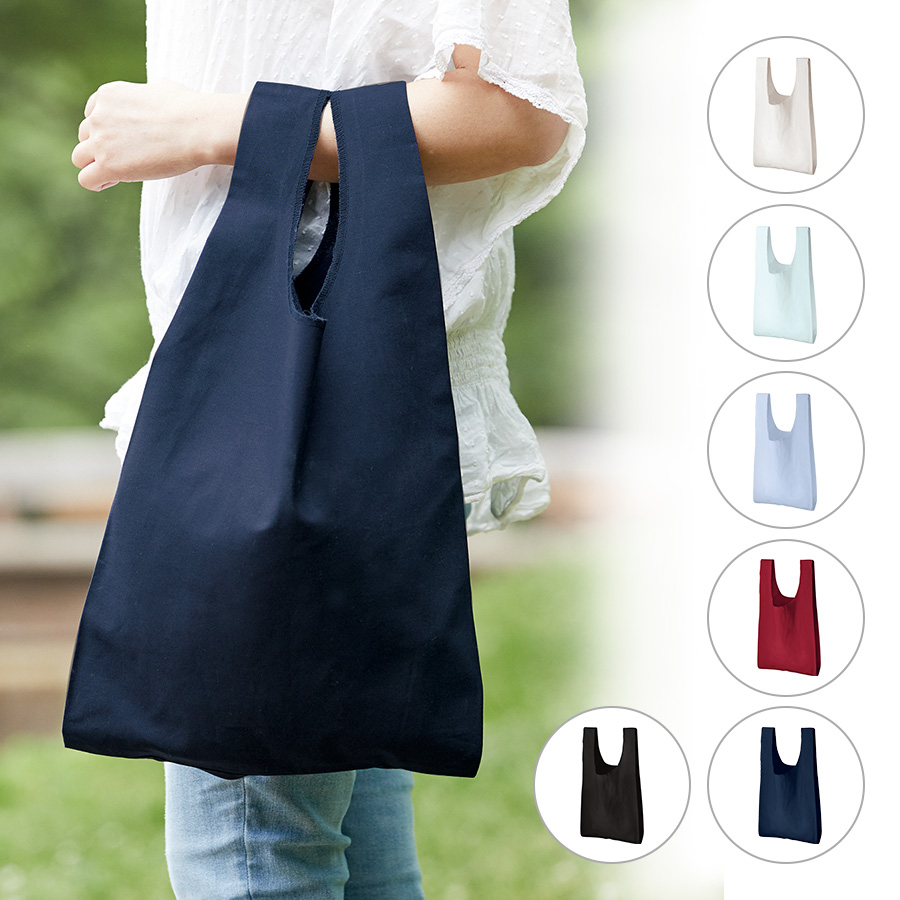 厚手コットンマルシェバッグ（M）（ナチュラル、カラー：6色）