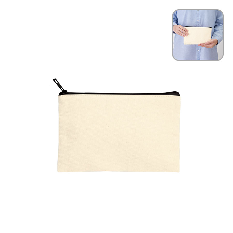 TR-0822-008キャンバスフラットポーチ（S）　ナチュラル