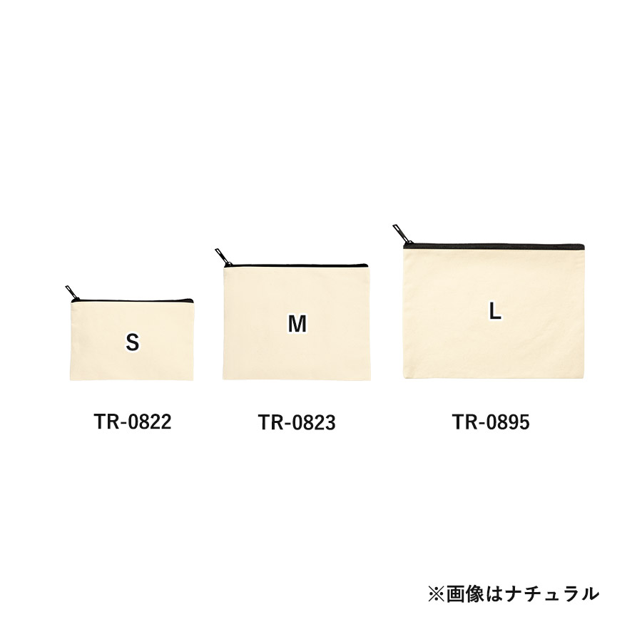 キャンバスフラットポーチ（L）　ナチュラル