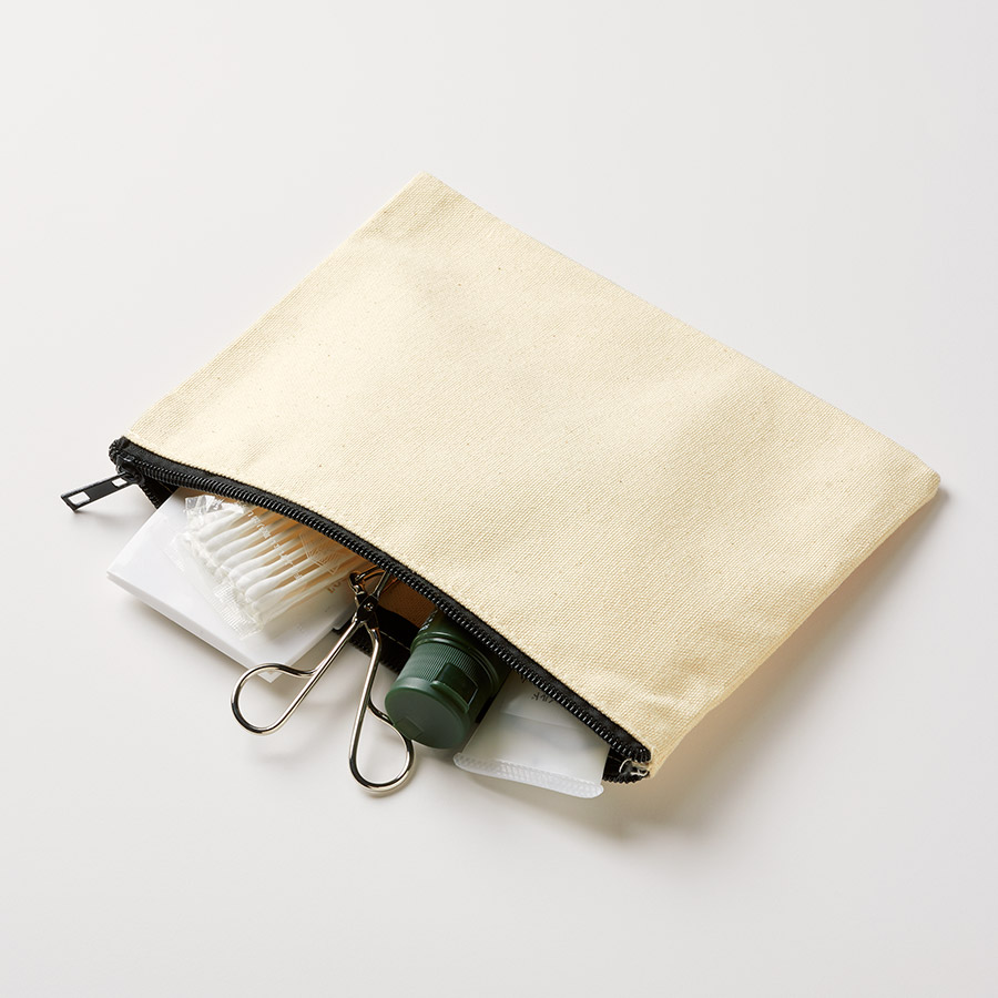 キャンバスフラットポーチ（M）ナチュラル