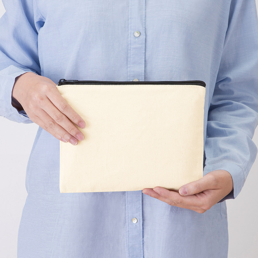 キャンバスフラットポーチ（サイズ：S～L、カラー：8色）