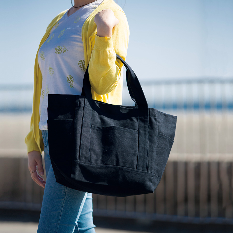 TR-0854厚手キャンバスポケットマルチトート（M）ナイトブラック