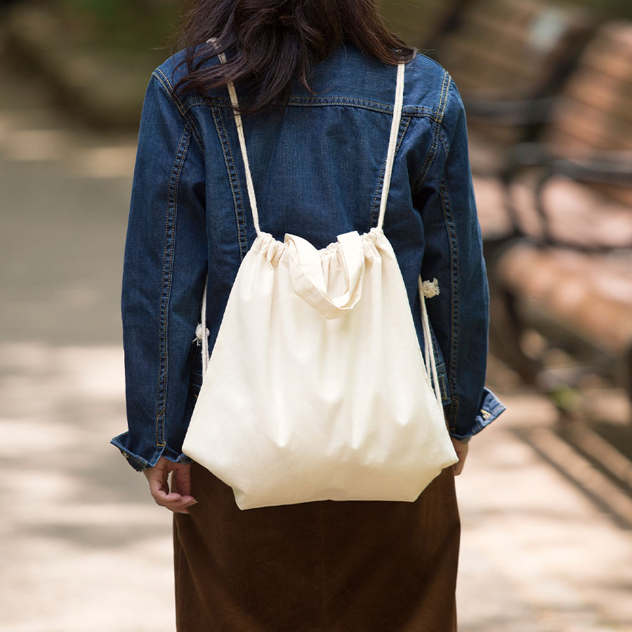 厚手コットンハンドル付リュック　ナチュラル