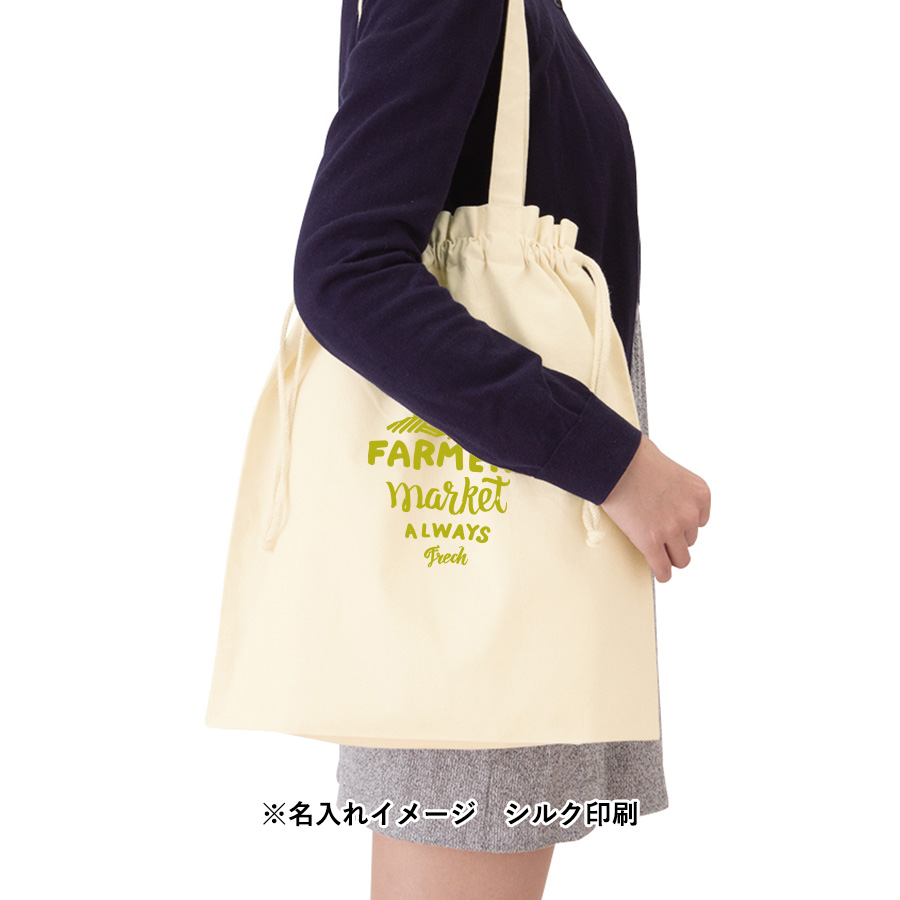 厚手コットンガゼット巾着トート（L）　　ナチュラル