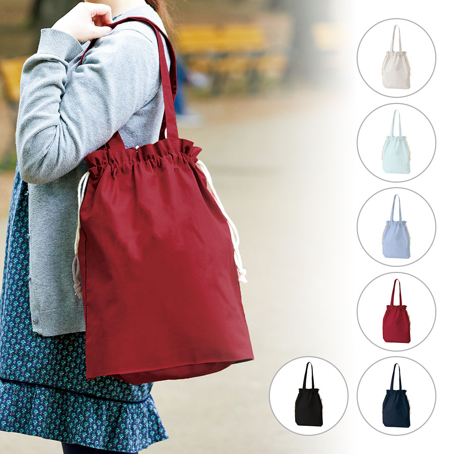 TR-0872厚手コットンガゼット巾着トート（L）