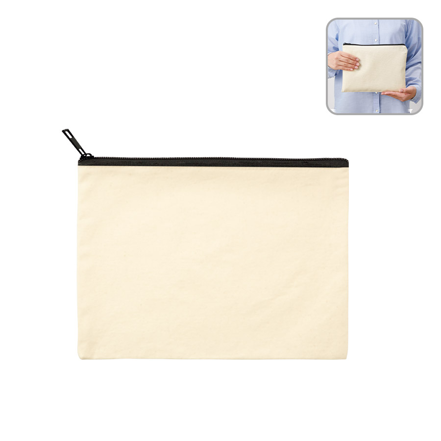 TR-0895-008キャンバスフラットポーチ（L）　ナチュラル