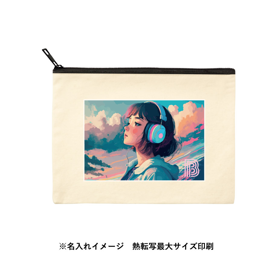 キャンバスフラットポーチ（L）　ナチュラル