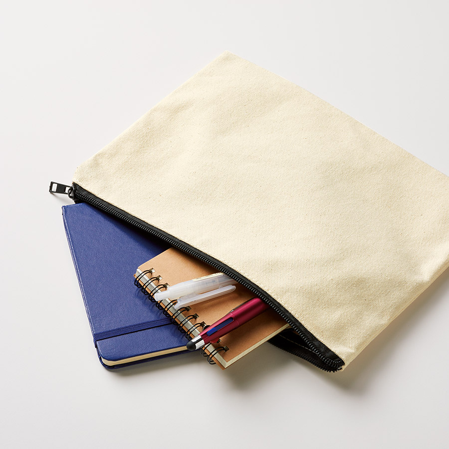 キャンバスフラットポーチ（L）　ナチュラル
