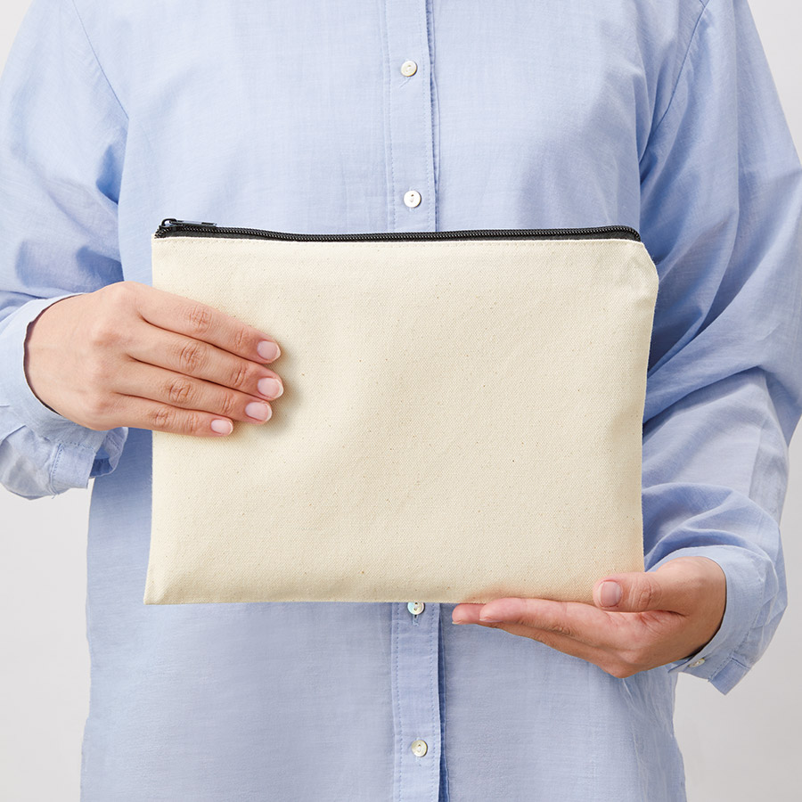 キャンバスフラットポーチ（L）　ナチュラル