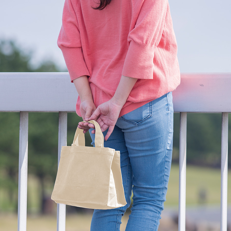 キャンバスボックスランチトート　ナチュラル