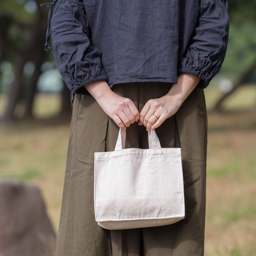 キャンバスボックスランチトート　ナチュラル