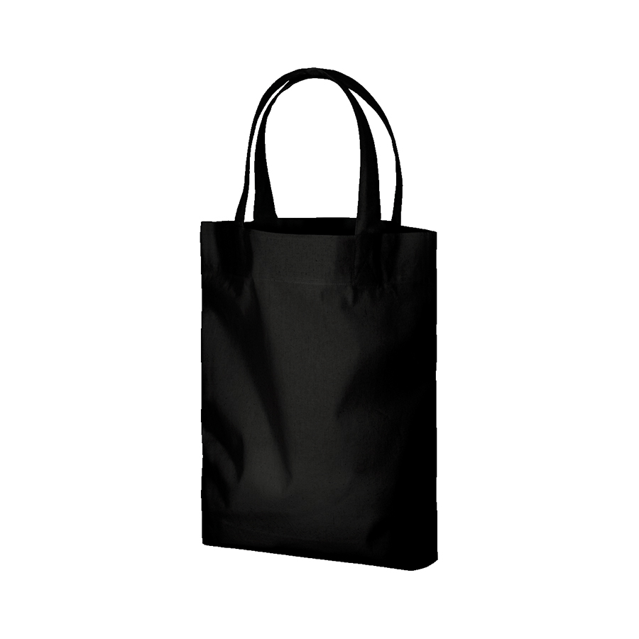 コットンガゼットマチ付バッグ（Ｍ）ブラック