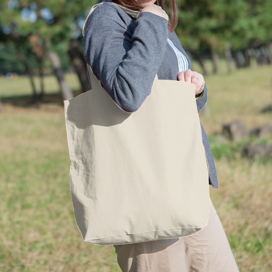 厚手コットンマチ付トート（Ｌ）　ナチュラル