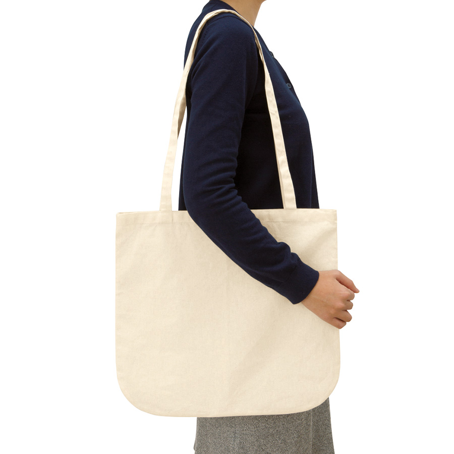 【アウトレット】厚手コットンラウンドボトムバッグ（Ｍ）　ナチュラル