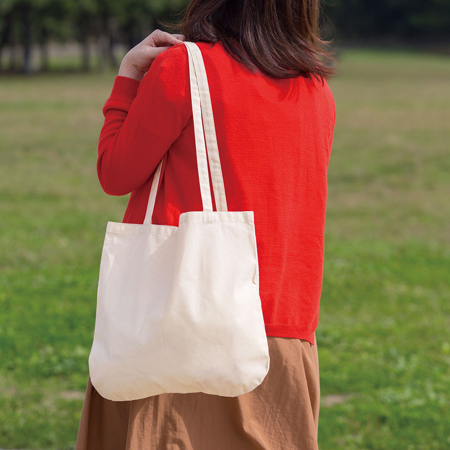 【アウトレット】厚手コットンラウンドボトムバッグ（Ｍ）　ナチュラル