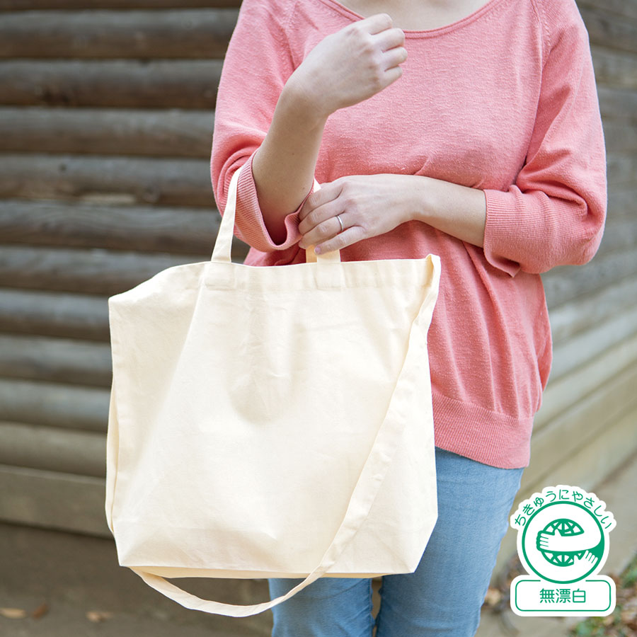 TR-0924-008厚手コットンWスタイルバッグ　ナチュラル
