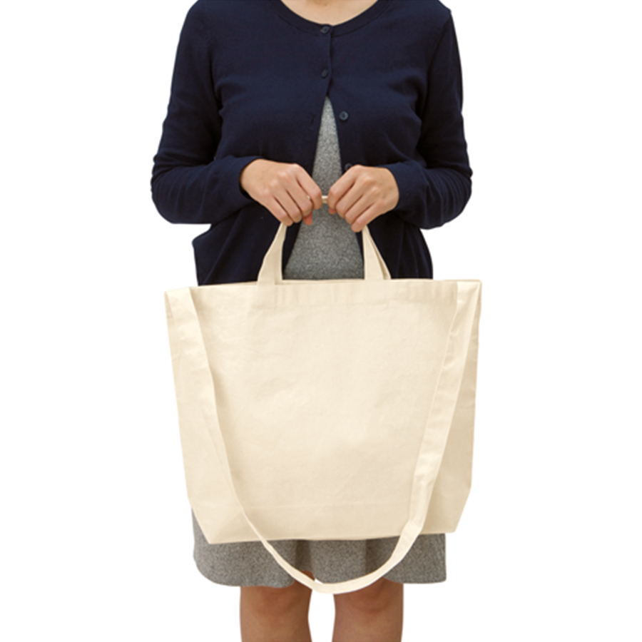 厚手コットンWスタイルバッグ　ナチュラル