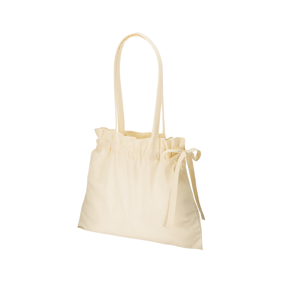 厚手コットンギャザーバッグ　ナチュラル