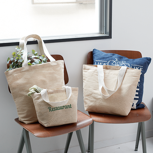 ジュートコットントート（L）　ナチュラルベージュ