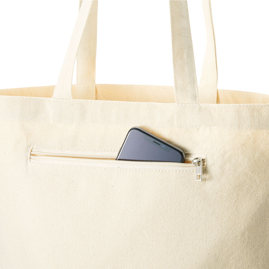 キャンバスファスナーポケットトート　ナチュラル