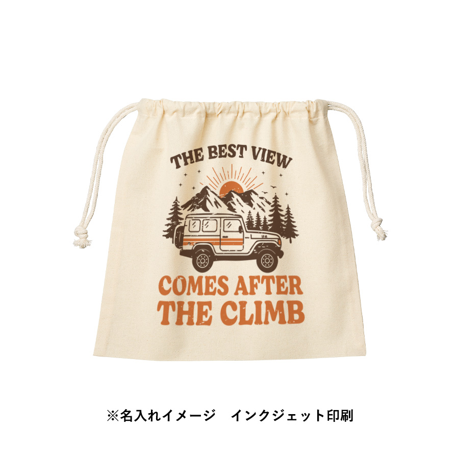 ネットバッグ　厚手コットン巾着付　ナチュラル