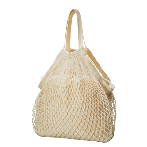 ネットバッグ　厚手コットン巾着付　ナチュラル