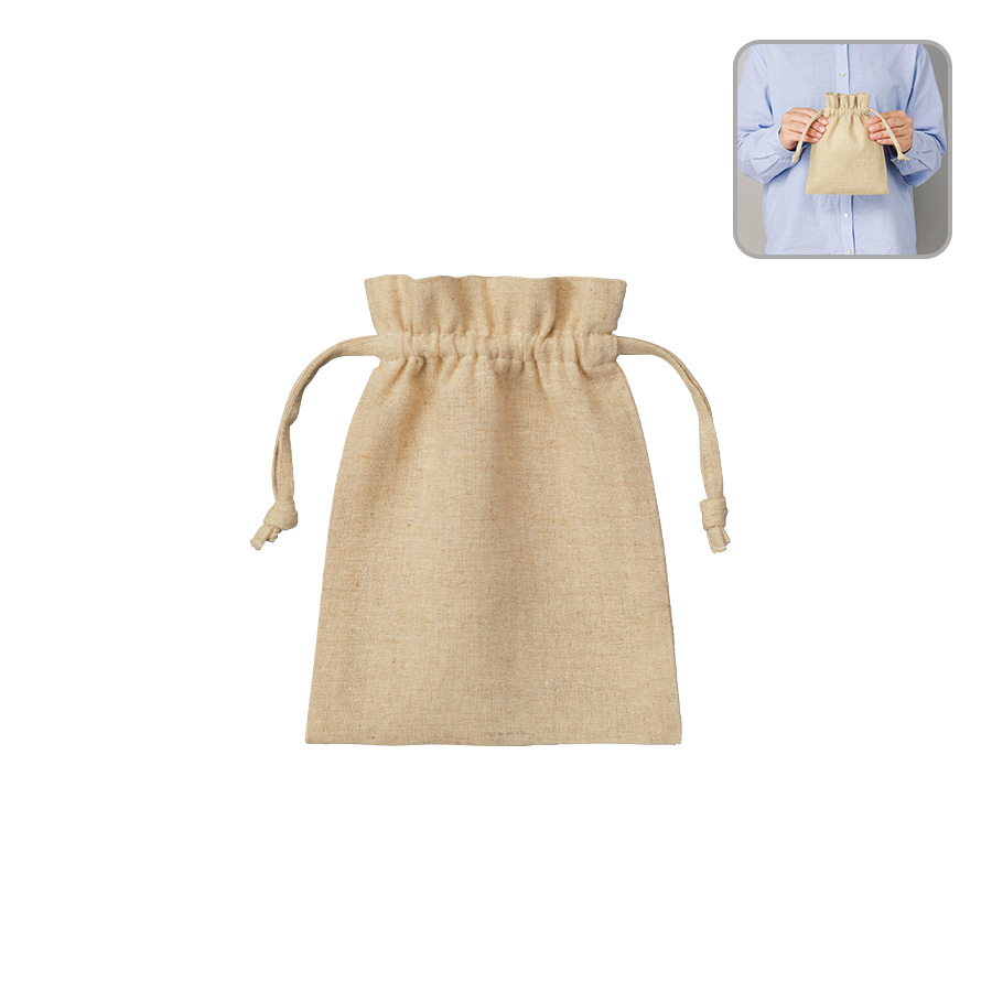 TR-0985-028コットンリネン巾着（S）　ナチュラルベージュ