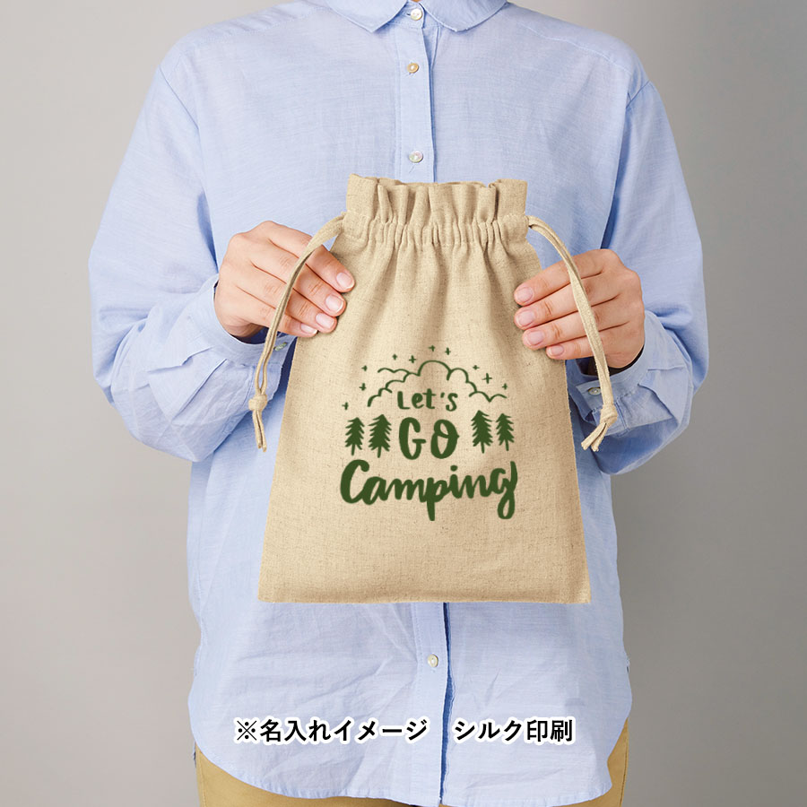 コットンリネン巾着（M）　ナチュラルベージュ