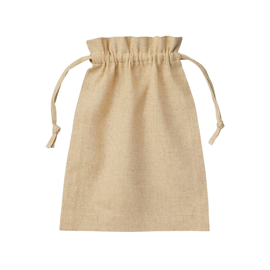 コットンリネン巾着（M）　ナチュラルベージュ