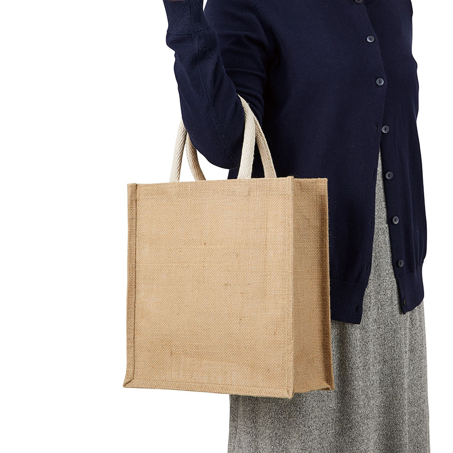 ジュートスクエアトート（M）　ナチュラルベージュ