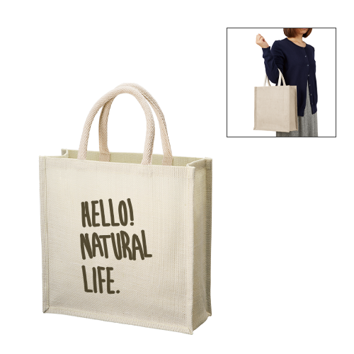 ジュートスクエアトート（Ｍ）ナチュラルホワイト