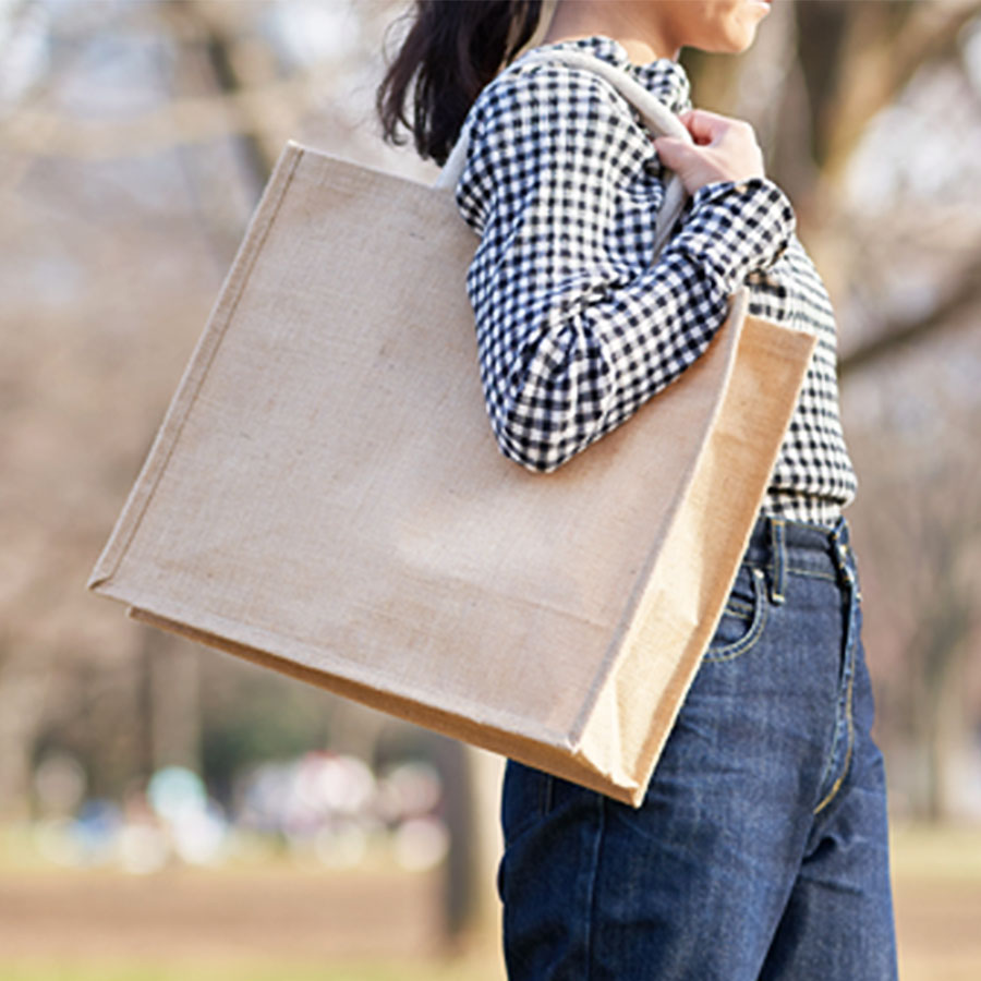 TR-1006-028ジュートスクエアトート（L）　ナチュラルベージュ