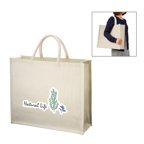 ジュートスクエアトート（Ｌ）ナチュラルホワイト