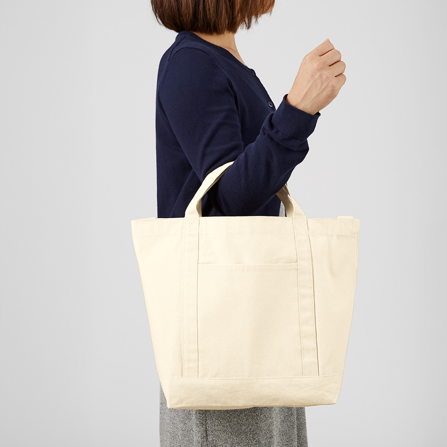 キャンバスラインショルダートート　ナチュラル