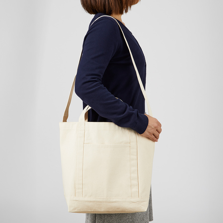 キャンバスラインショルダートート　ナチュラル