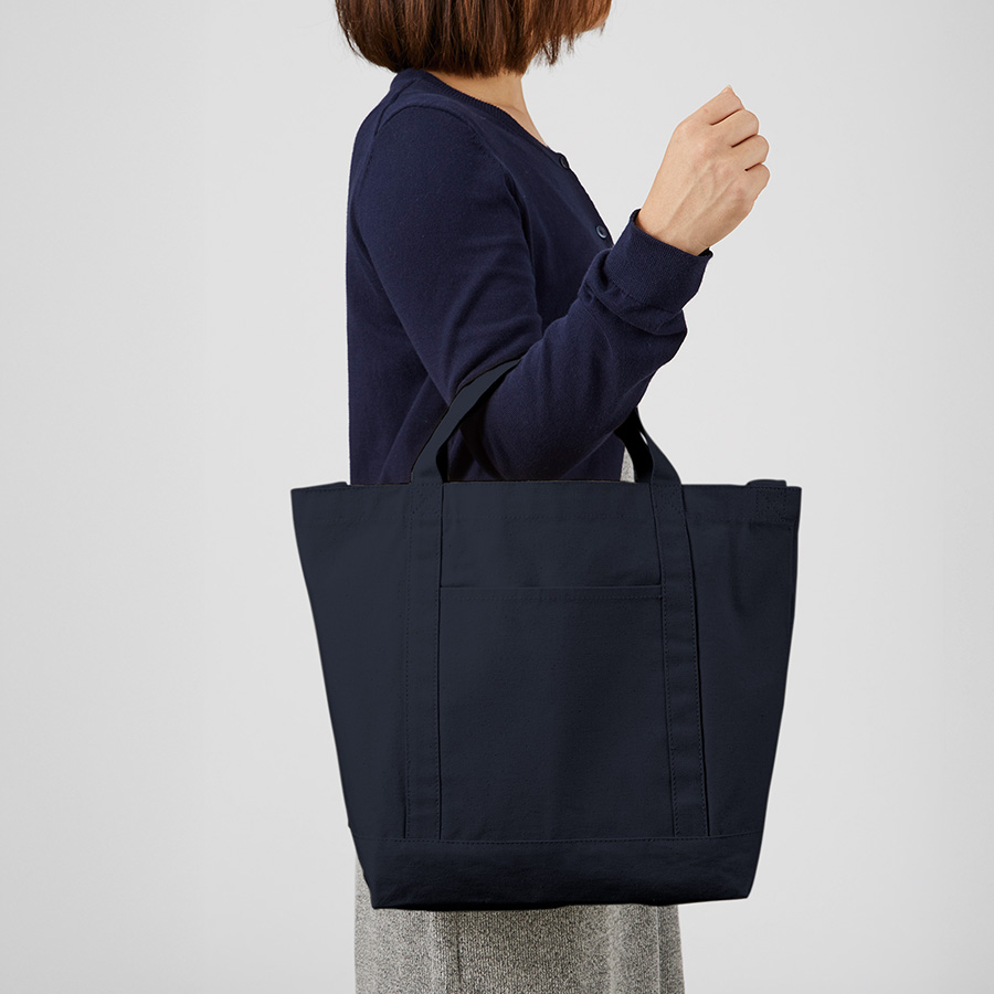 キャンバスラインショルダートート