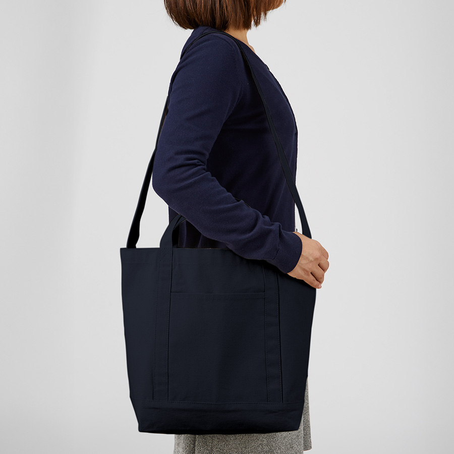 キャンバスラインショルダートート